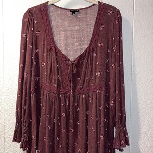 Torrid Babydoll Purple Top Size 0